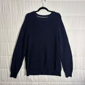 Classic Lands' End / Vince Navy Blue Timeless Waffle Knit Crewneck Sweater